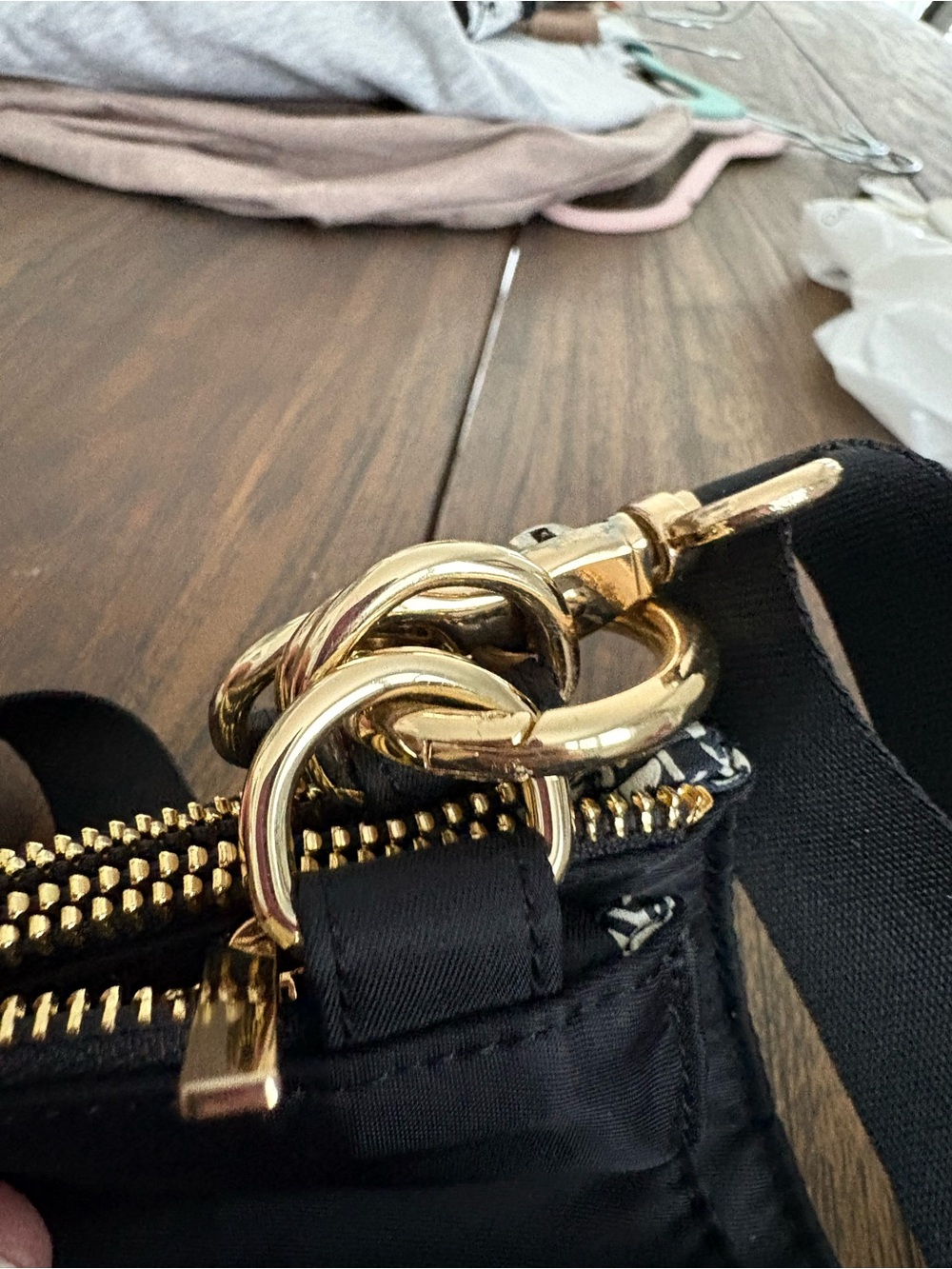 Amy Sacks Black Nylon Crossbody with Gold Hardware - Picture 8 of 15